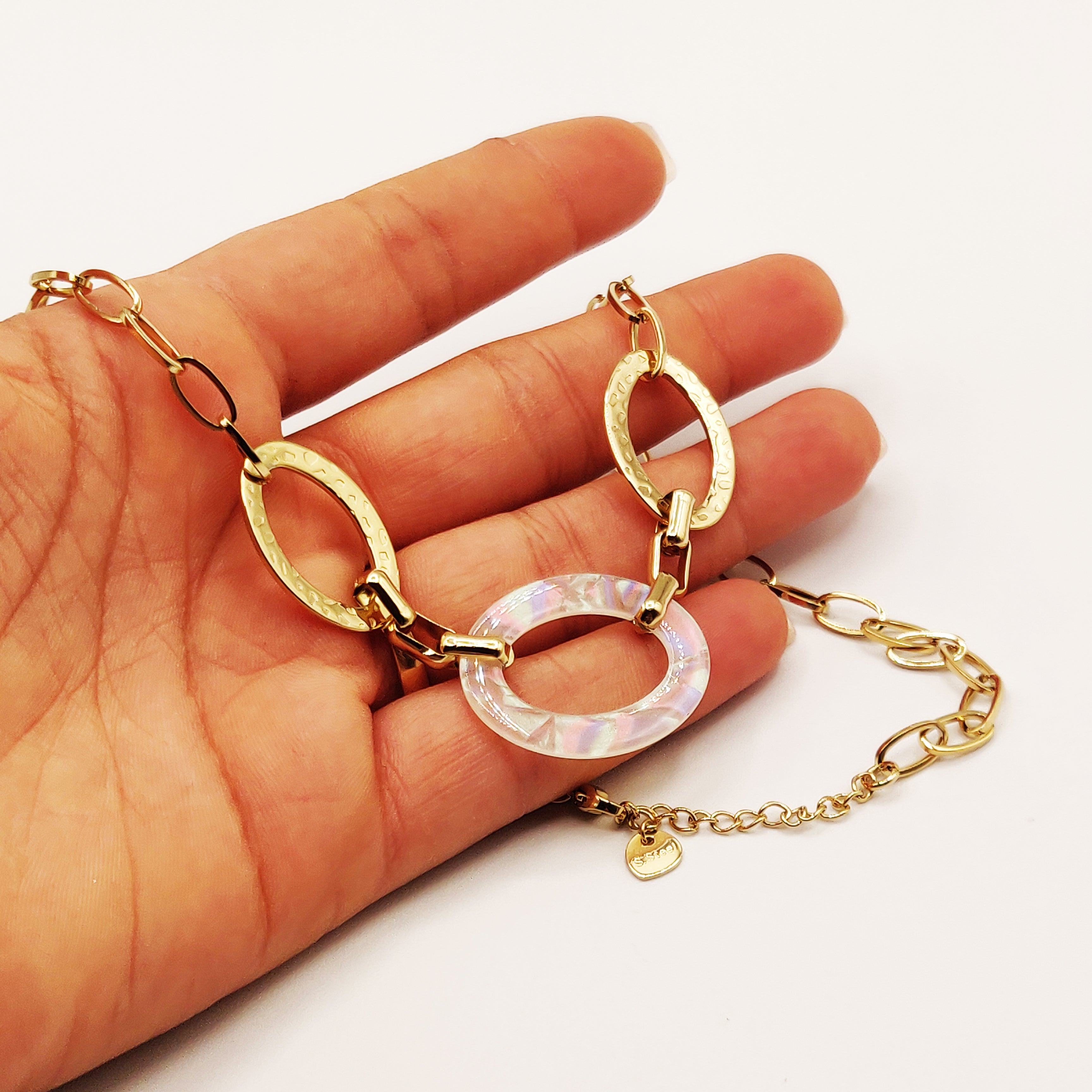 Collier Chaîne Maillon Blanc Transparent