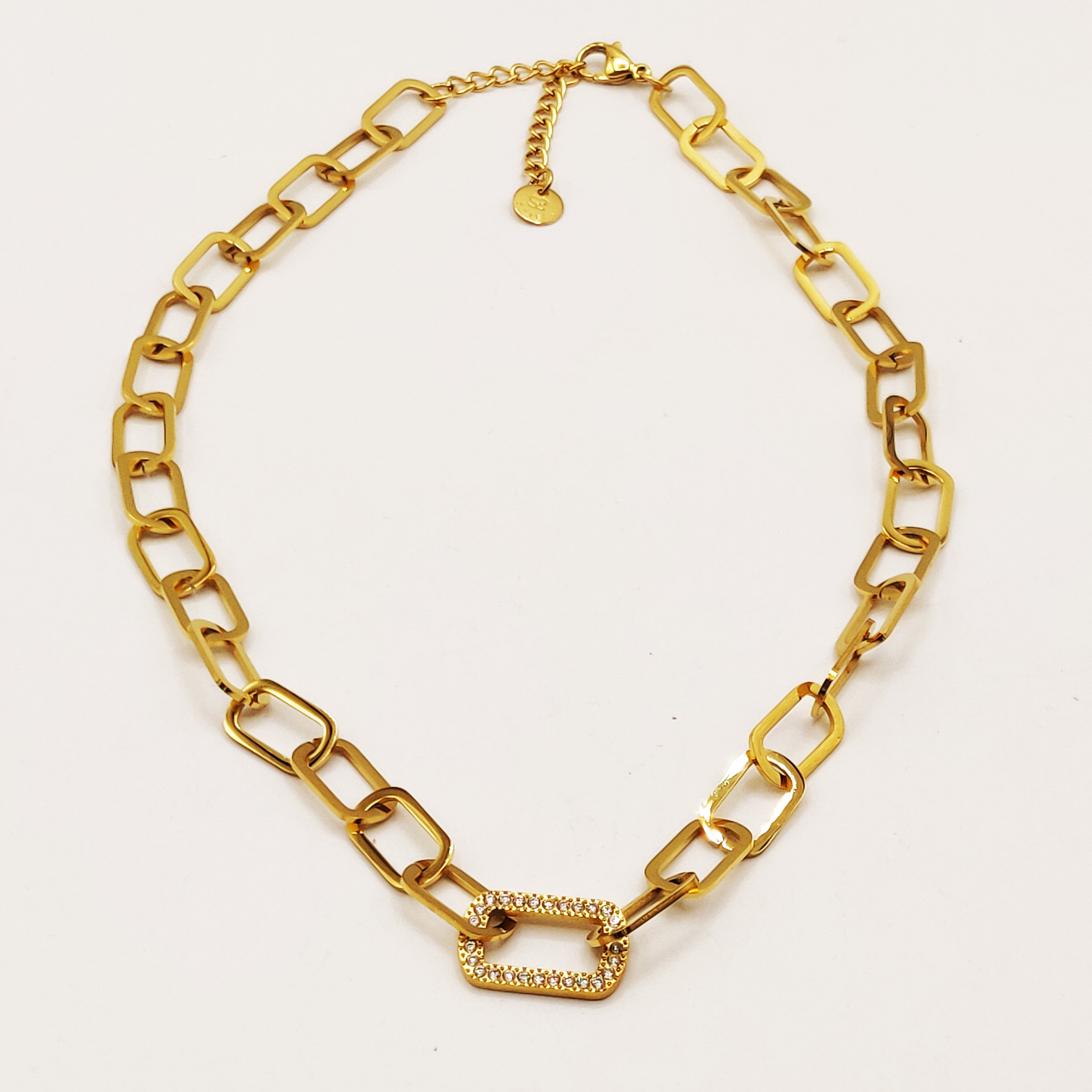 Collier Chaîne Maillon Cristaux