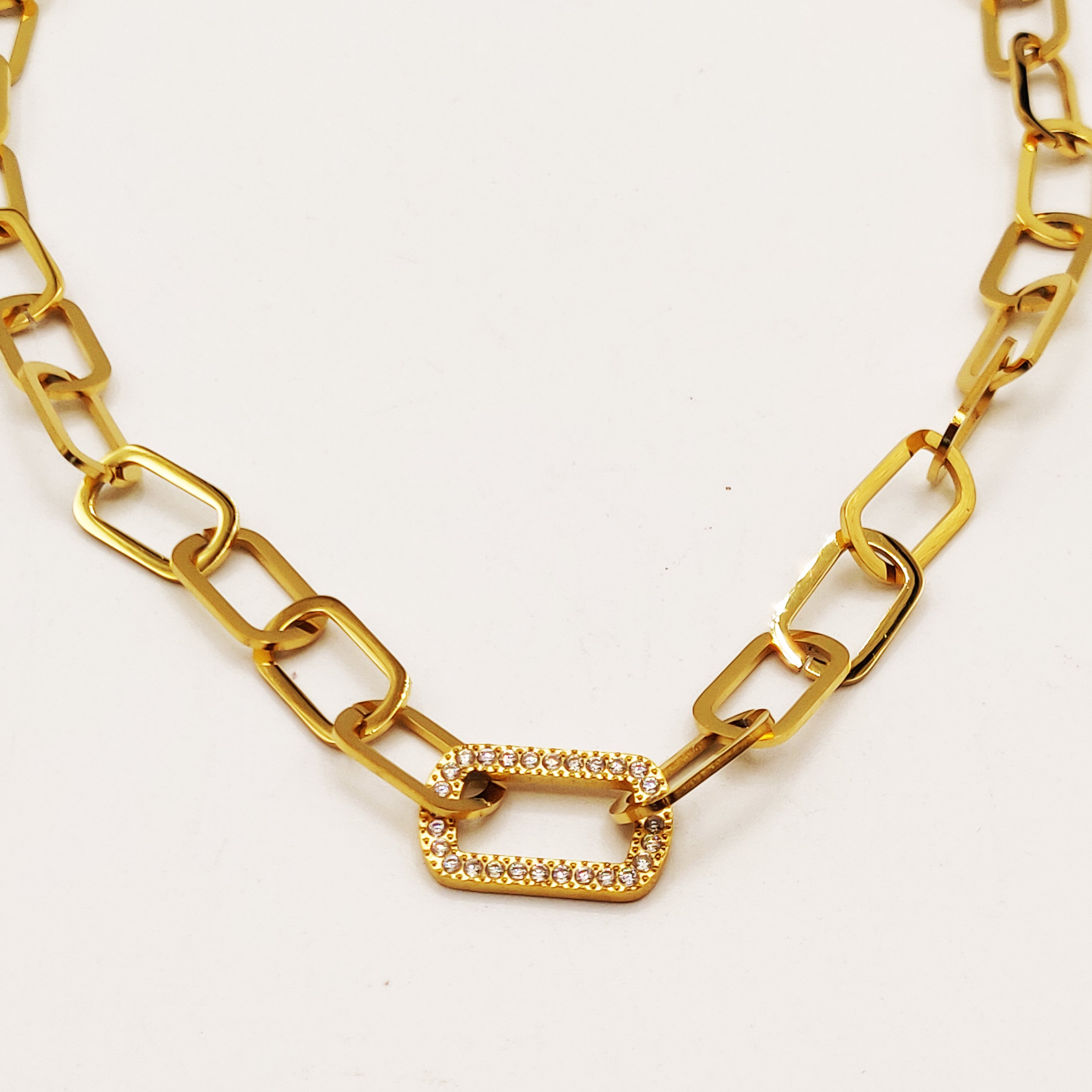 Collier Chaîne Maillon Cristaux