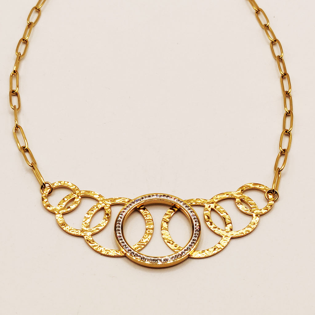 Collier Chaîne Multi Cercles Cristaux Luxe