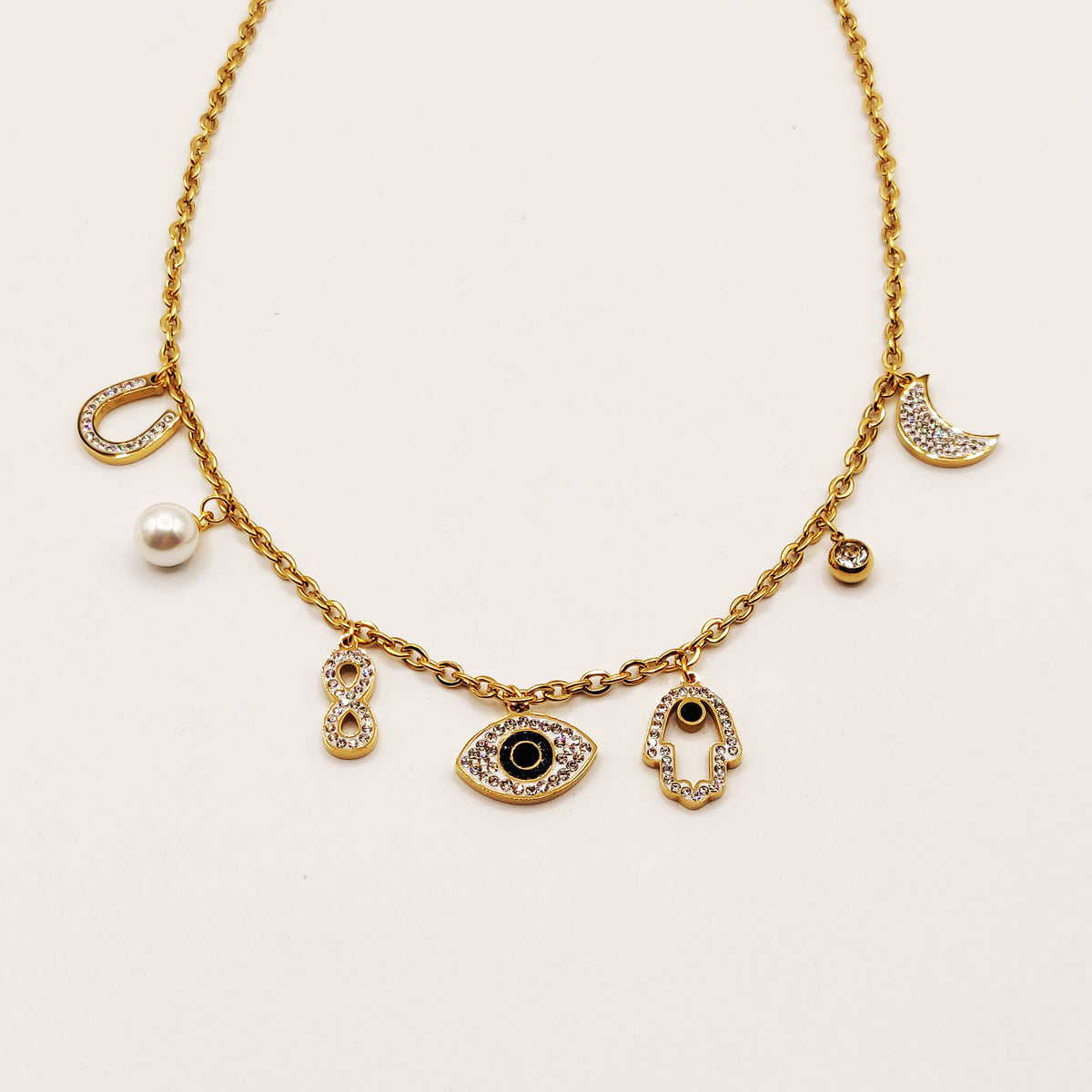 Collier Chaîne Oeil Multi Pendentifs
