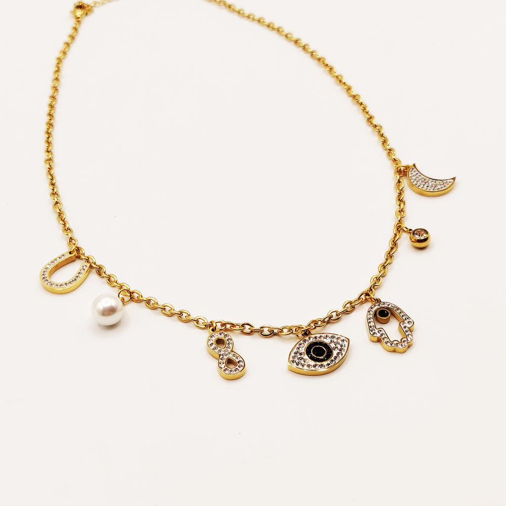 Collier Chaîne Oeil Multi Pendentifs