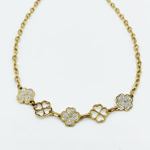Collier Chaîne Multi Trèfles Cristaux