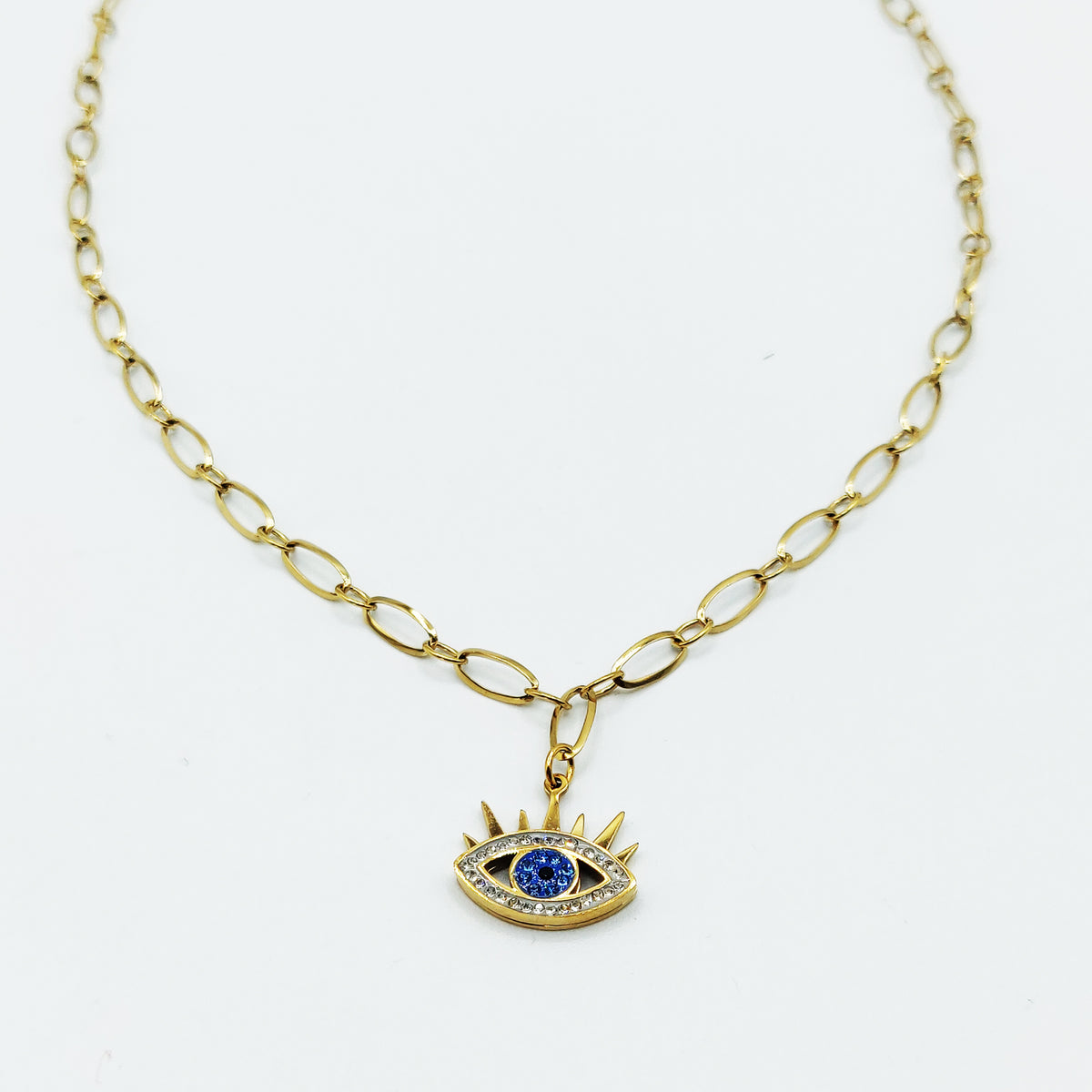 Collier Chaîne Oeil Pics Cristaux