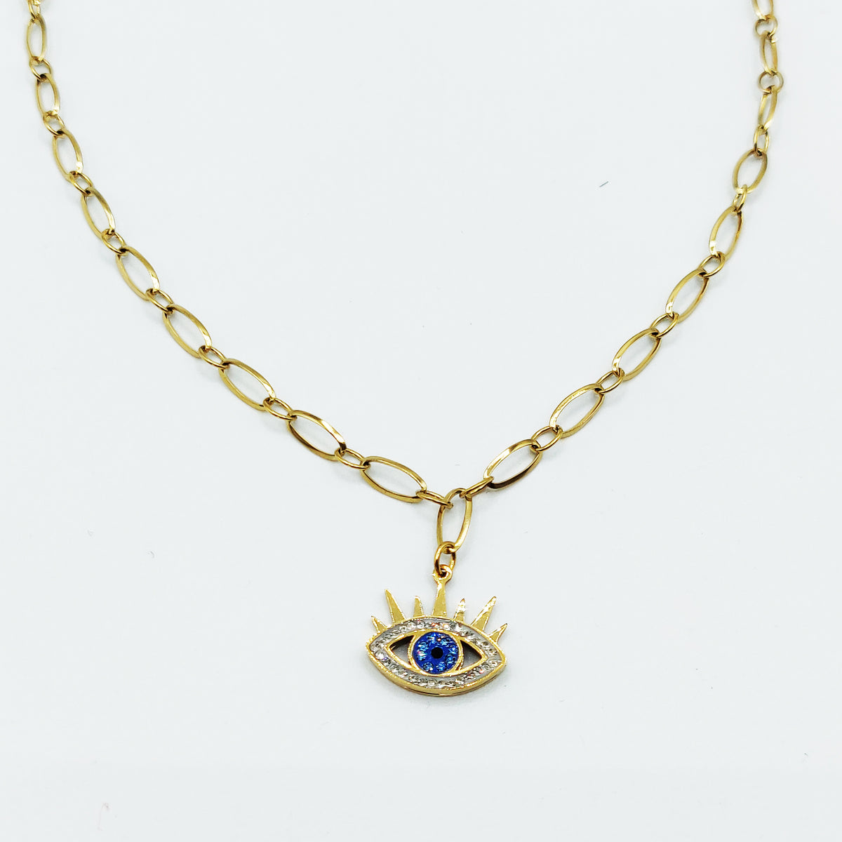 Collier Chaîne Oeil Pics Cristaux