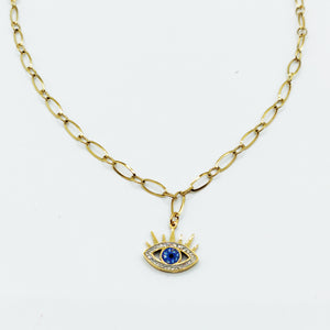 Collier Chaîne Oeil Pics Cristaux