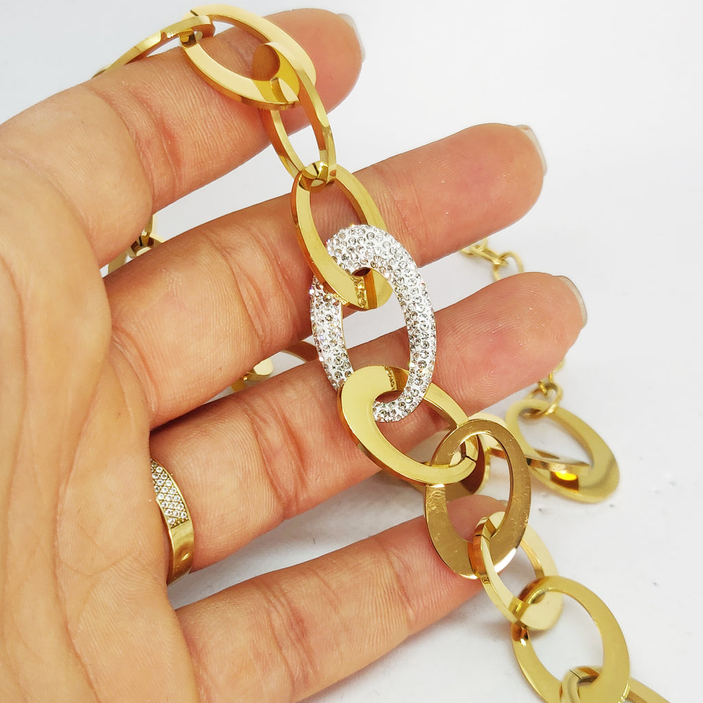 Collier Chaîne Ovales Cristaux