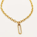 Collier Chaîne Pendentif Ovale Cristaux