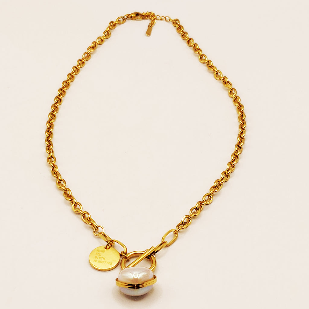 Collier Chaînes Pendentifs Cercle Barre et Coeur Blanc