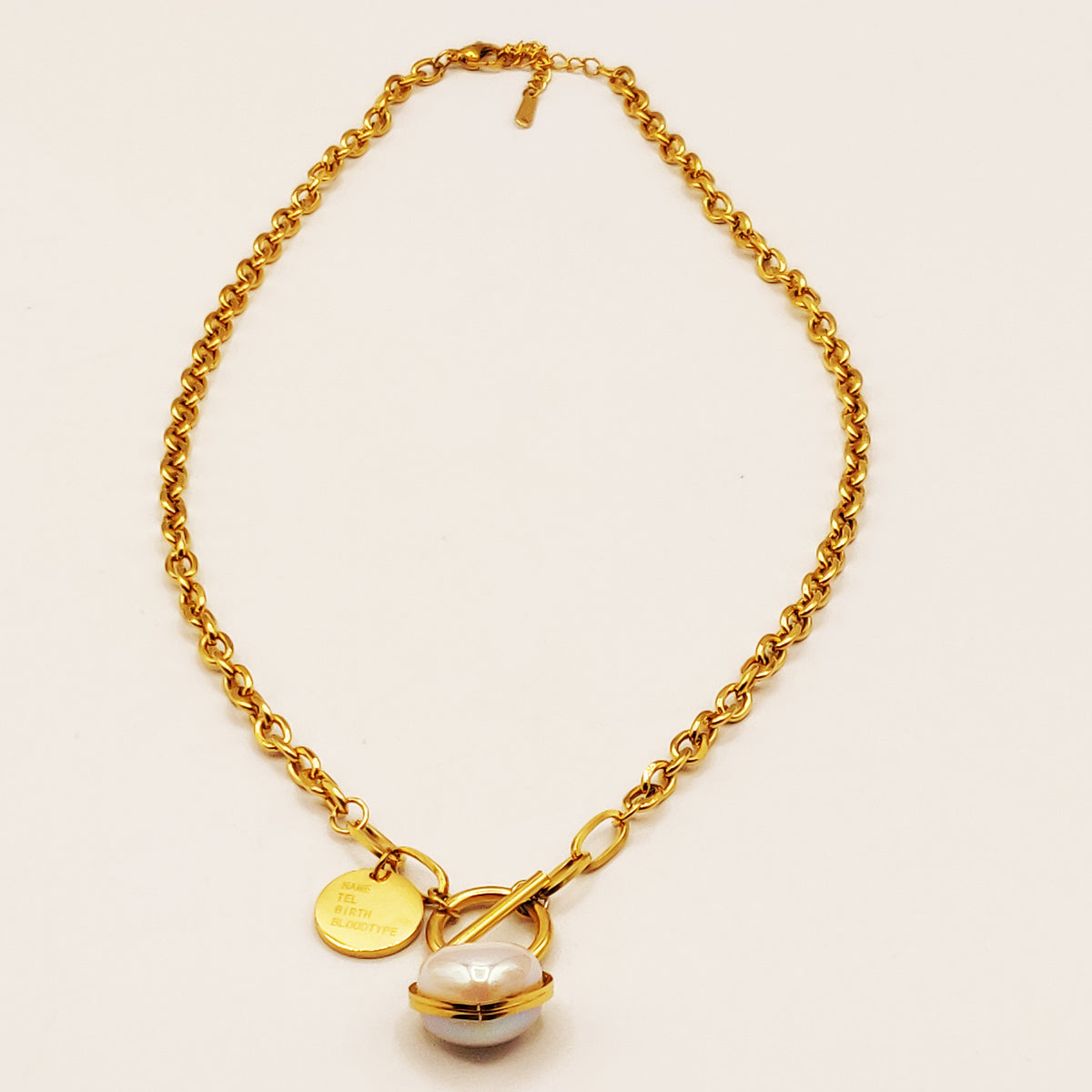 Collier Chaînes Pendentifs Cercle Barre et Coeur Blanc