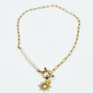 Collier Chaîne et Perles Multi Soleils