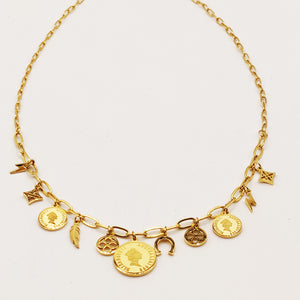 Collier Chaîne Pièces Multi Pendentifs Luxe