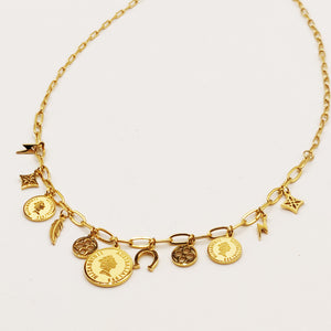 Collier Chaîne Pièces Multi Pendentifs Luxe