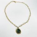 Collier Chaîne Pierre Verte Ovale