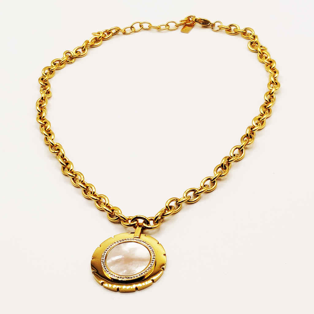 Collier Chaîne Soleil Fashion Noyau Blanc Nacré