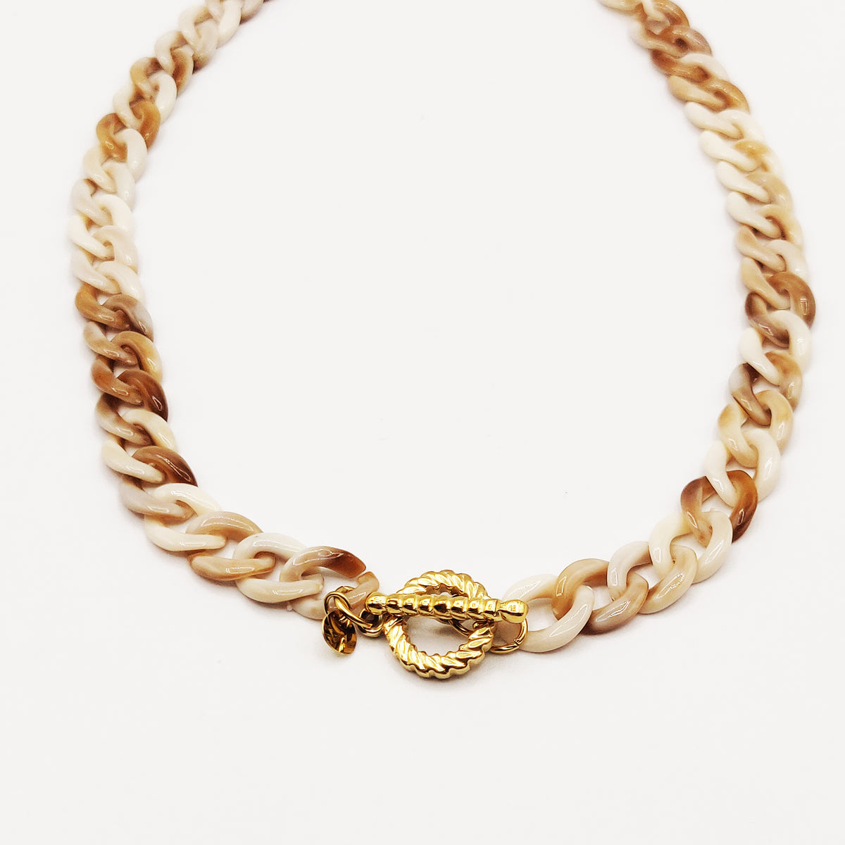 Collier Chaîne Style Céramique Beige
