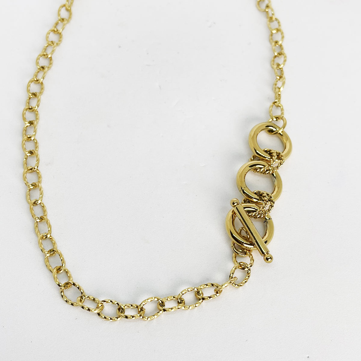 Collier Chaîne Torsade 3 Cercles et Barre