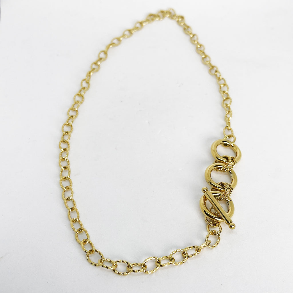 Collier Chaîne Torsade 3 Cercles et Barre
