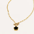 Collier Chaîne et Tresse Marguerite Noire