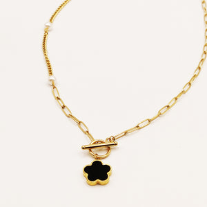 Collier Chaîne et Tresse Marguerite Noire