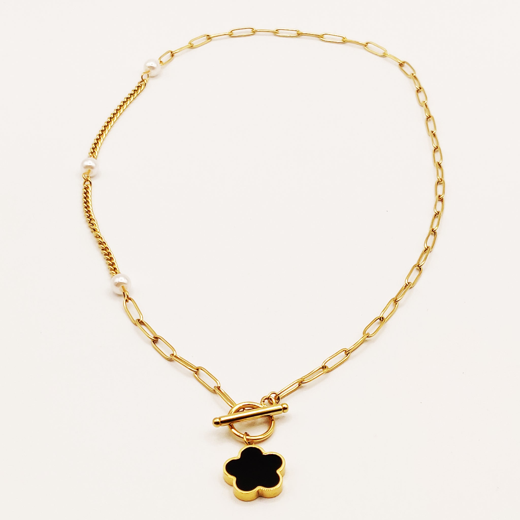 Collier Chaîne et Tresse Marguerite Noire