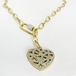 Collier Coeur Cristaux et Mousqueton