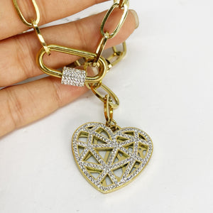 Collier Coeur Cristaux et Mousqueton