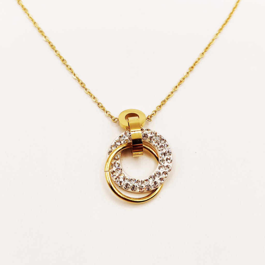 Collier Double Anneaux Cristaux