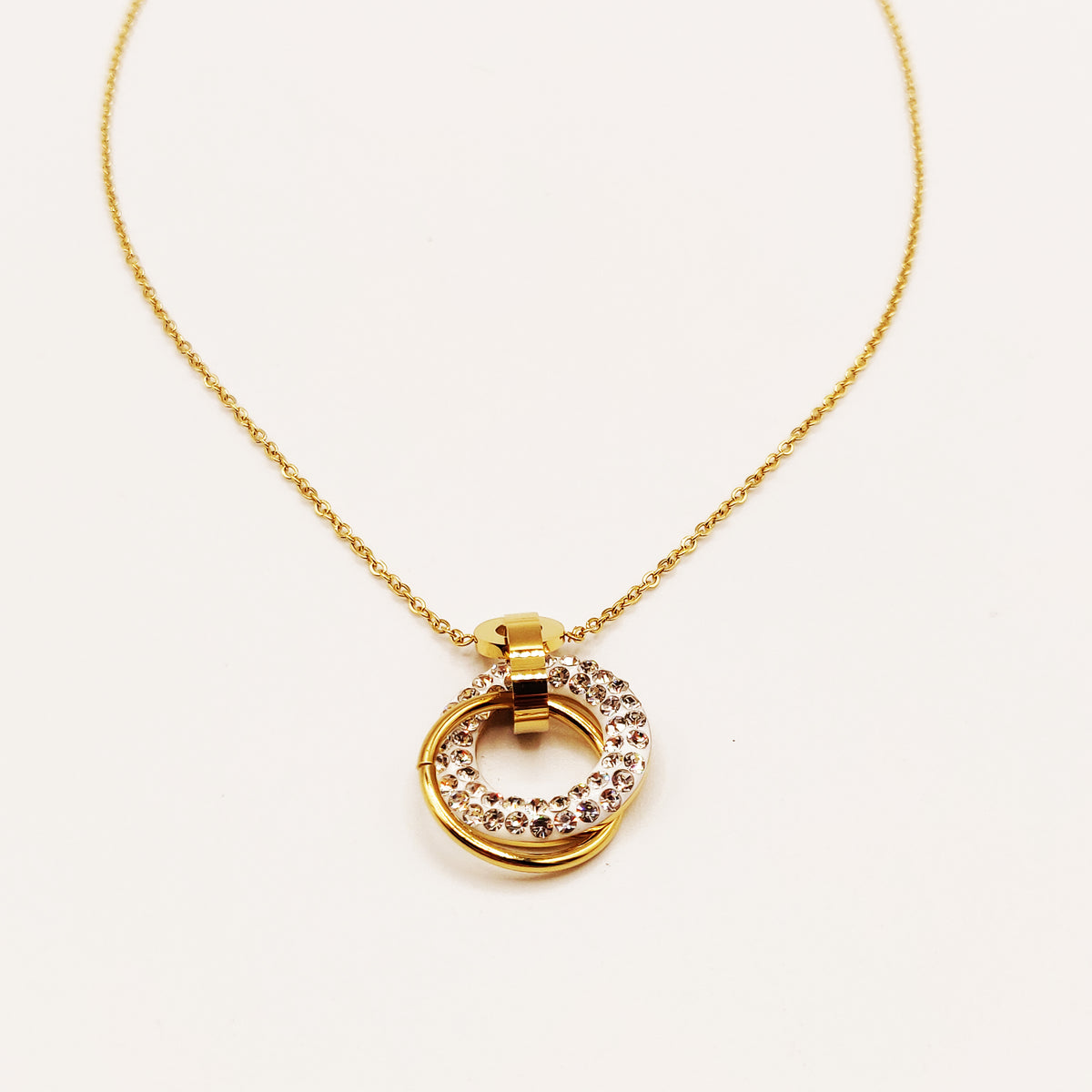 Collier Double Anneaux Cristaux