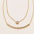 Collier Double Barre Cristaux et Gros Cristal Luxe