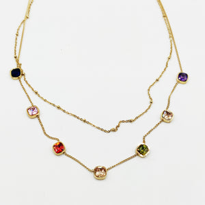 Collier Double Carrés Multicolores