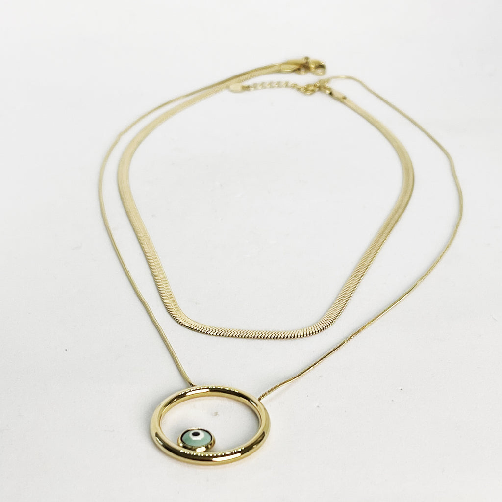 Collier Double Cercle Oeil