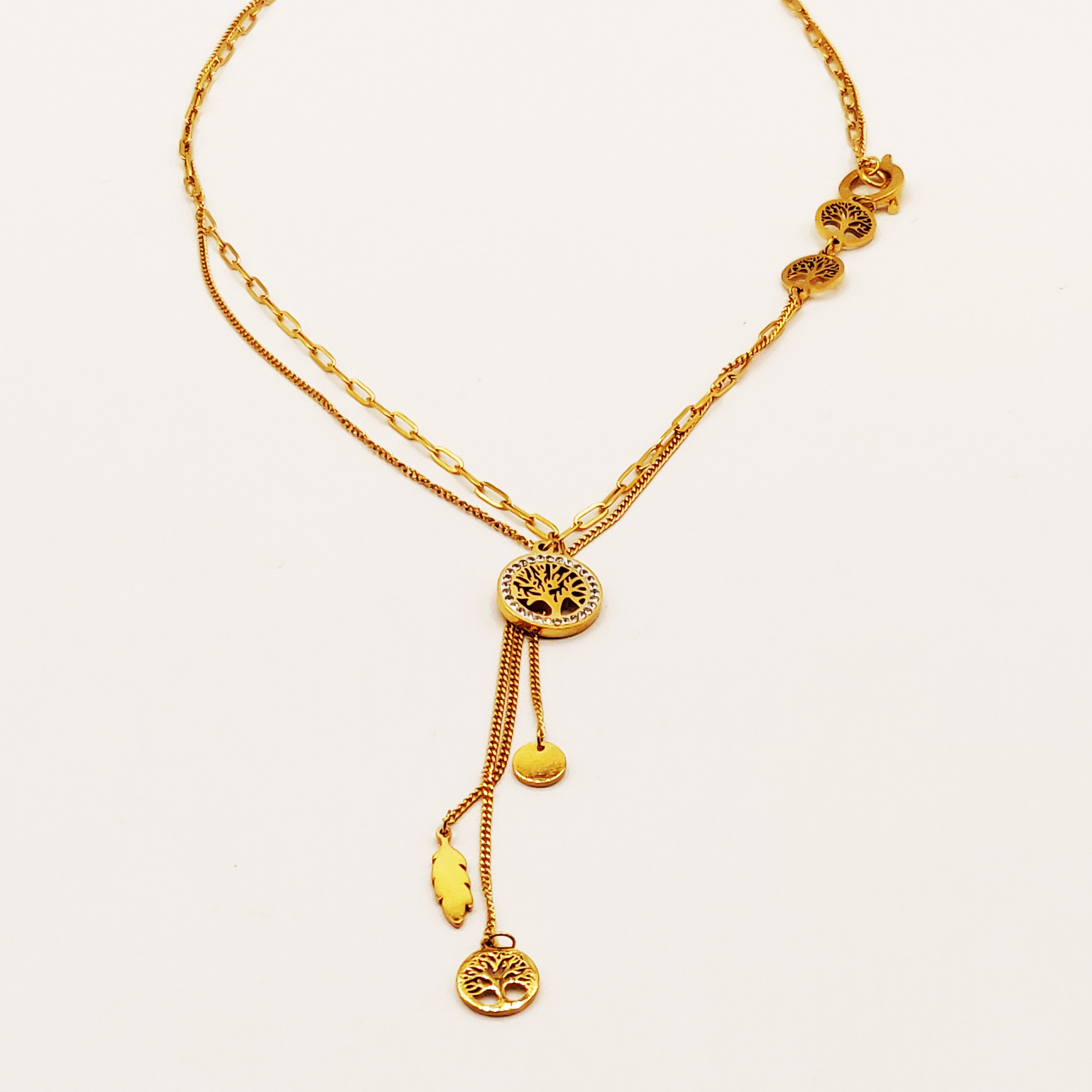 Collier Double Chaîne Eden et Pendentifs
