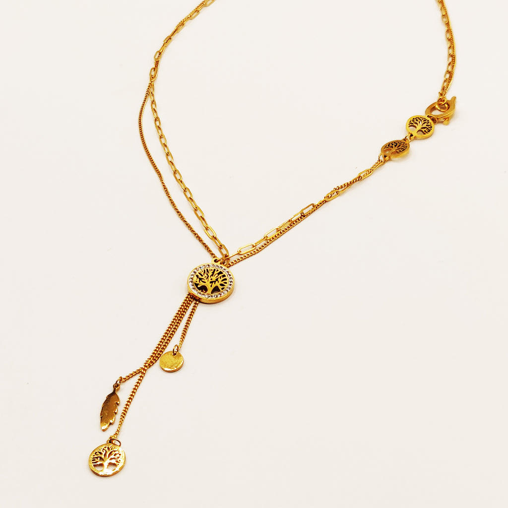 Collier Double Chaîne Eden et Pendentifs
