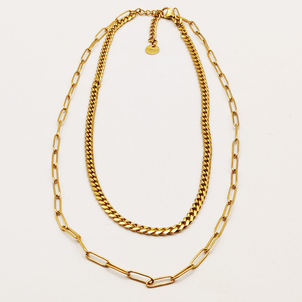 Collier Double Chaîne et Tresse