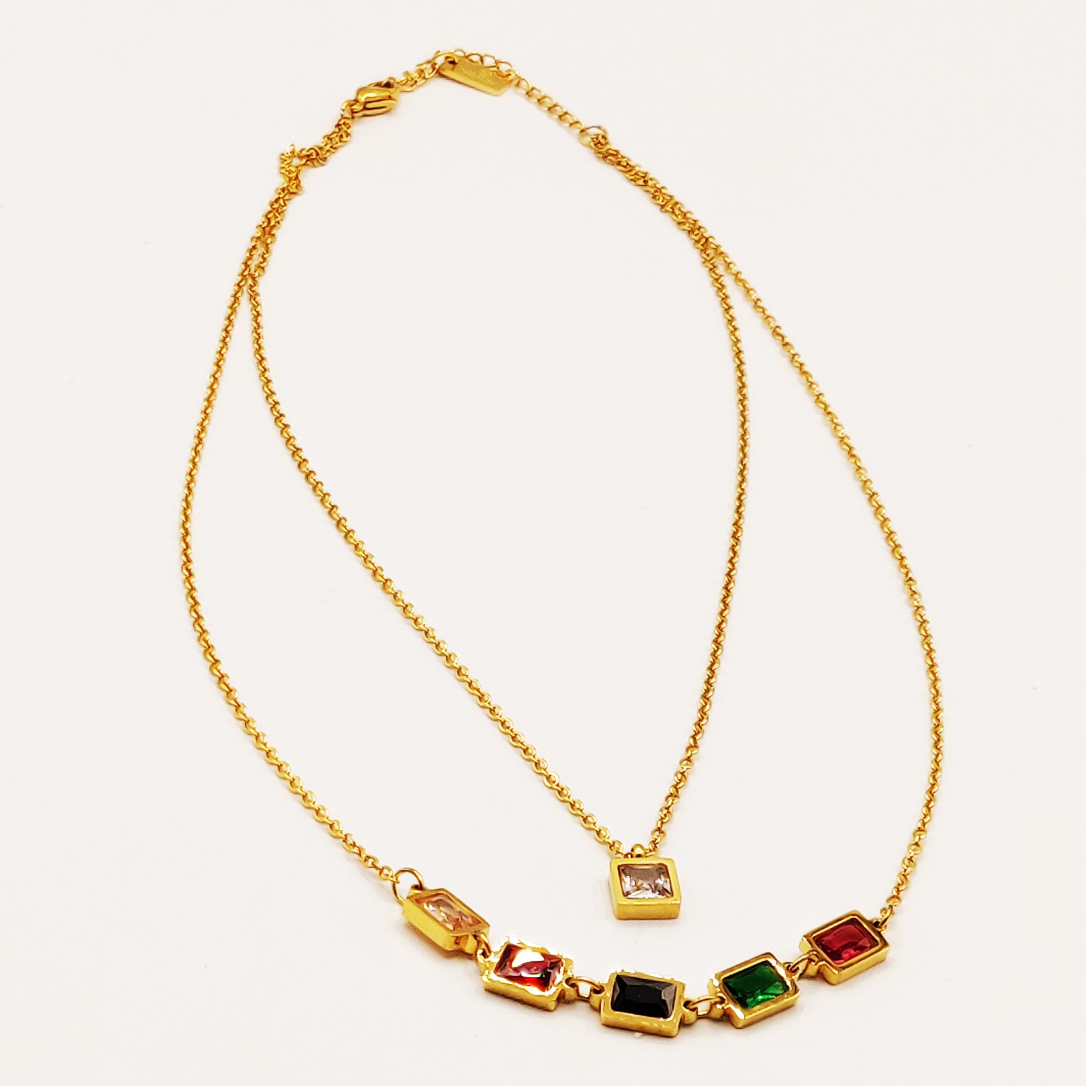 Collier Double Cristaux Multicolores Luxe