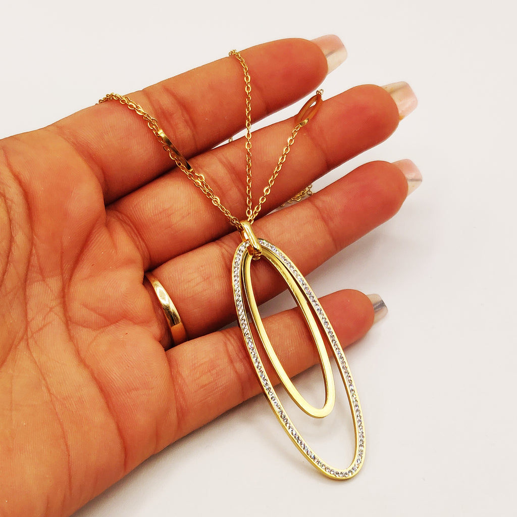 Collier Double Chaîne Double Ovales Cristaux