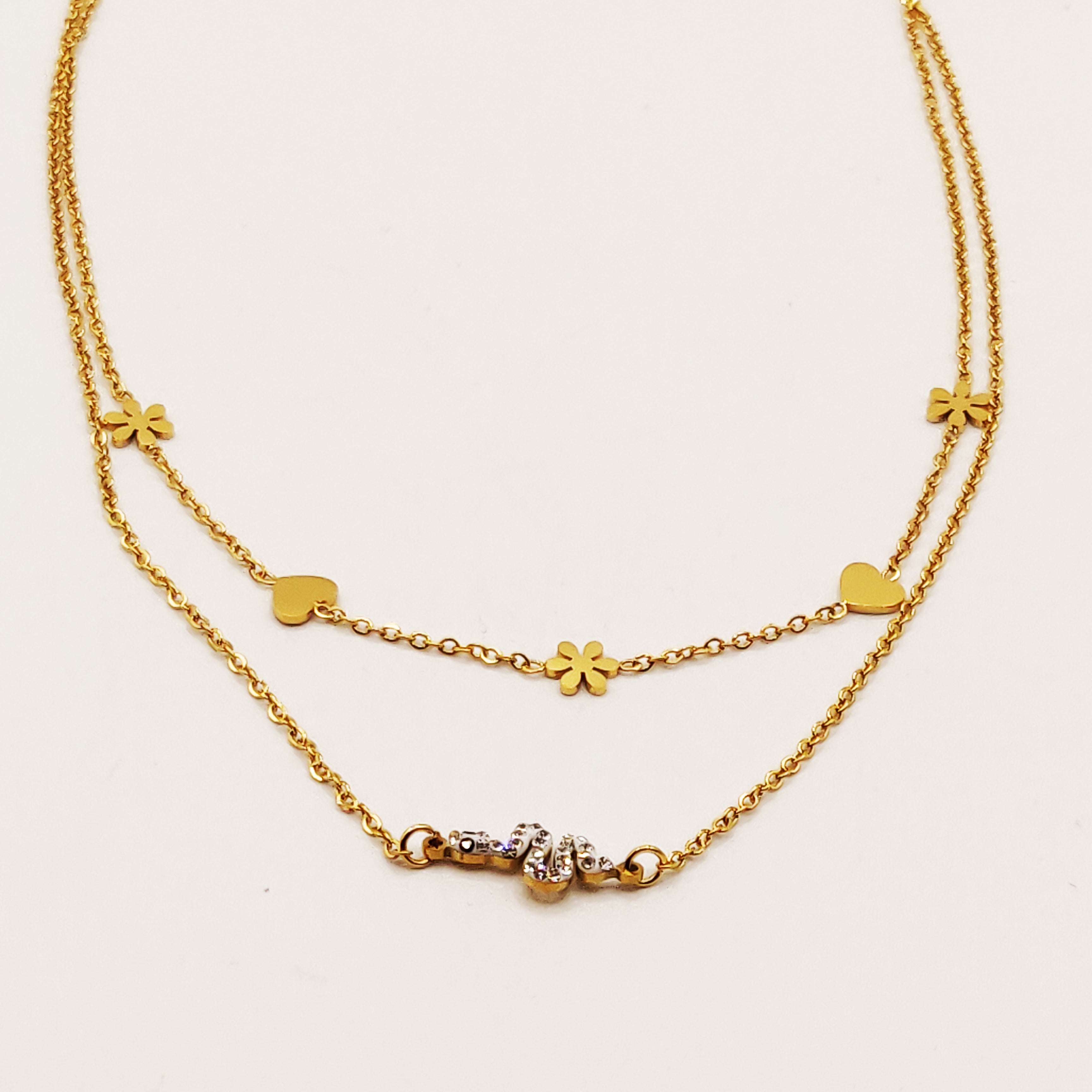 Collier Double Multi Pendentifs Serpent Luxe