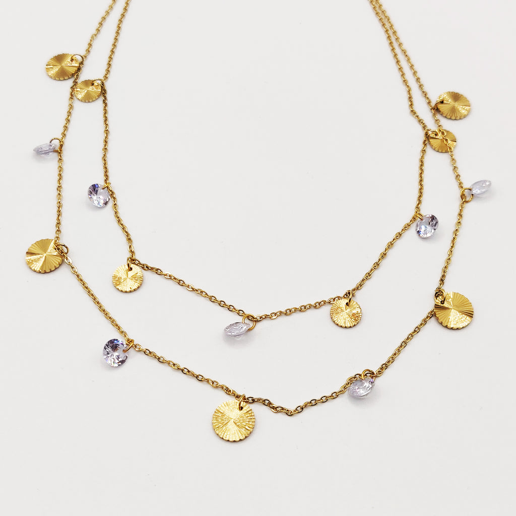 Collier Double Multi Soleils et Cristaux