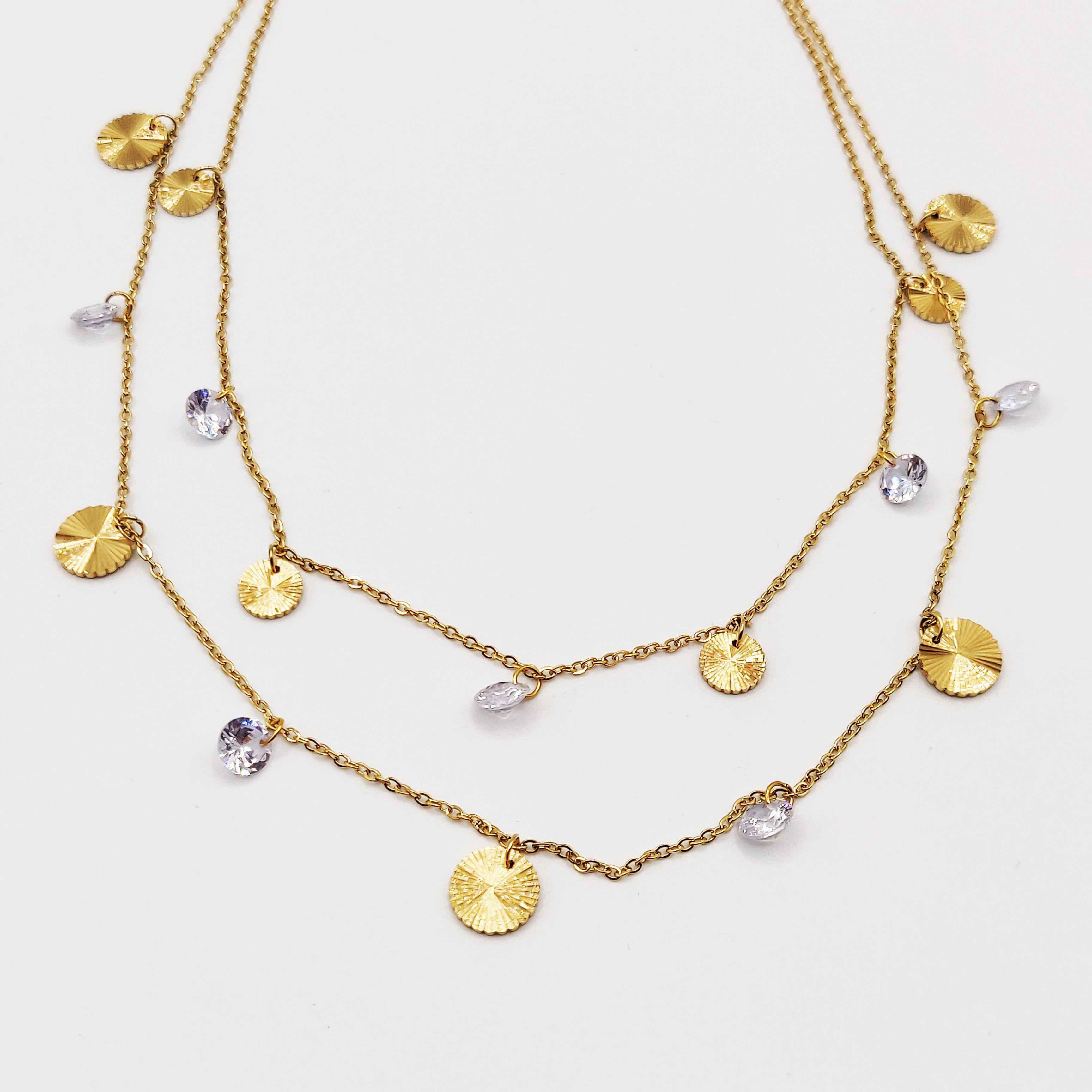 Collier Double Multi Soleils et Cristaux