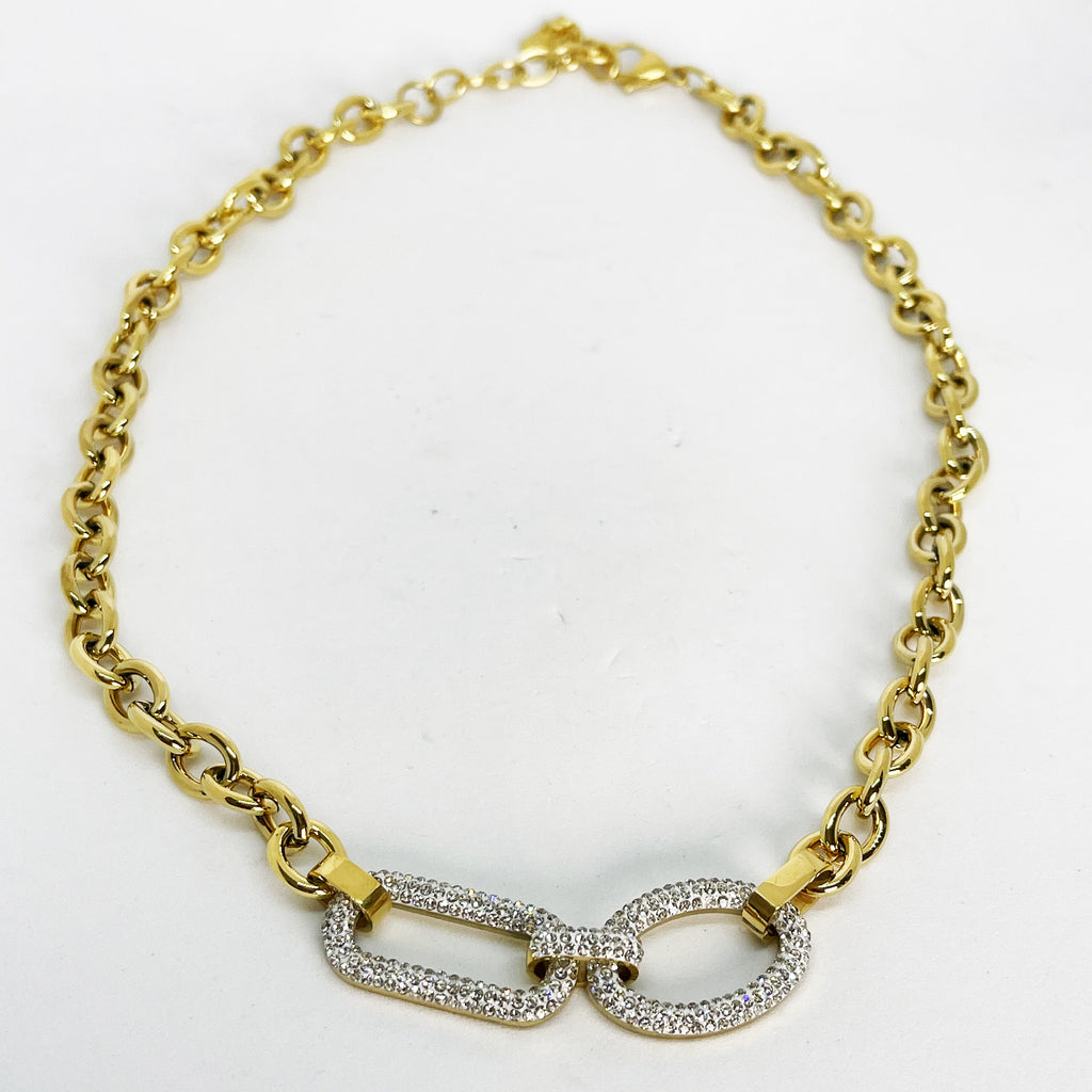 Collier Double Ovales Cristaux