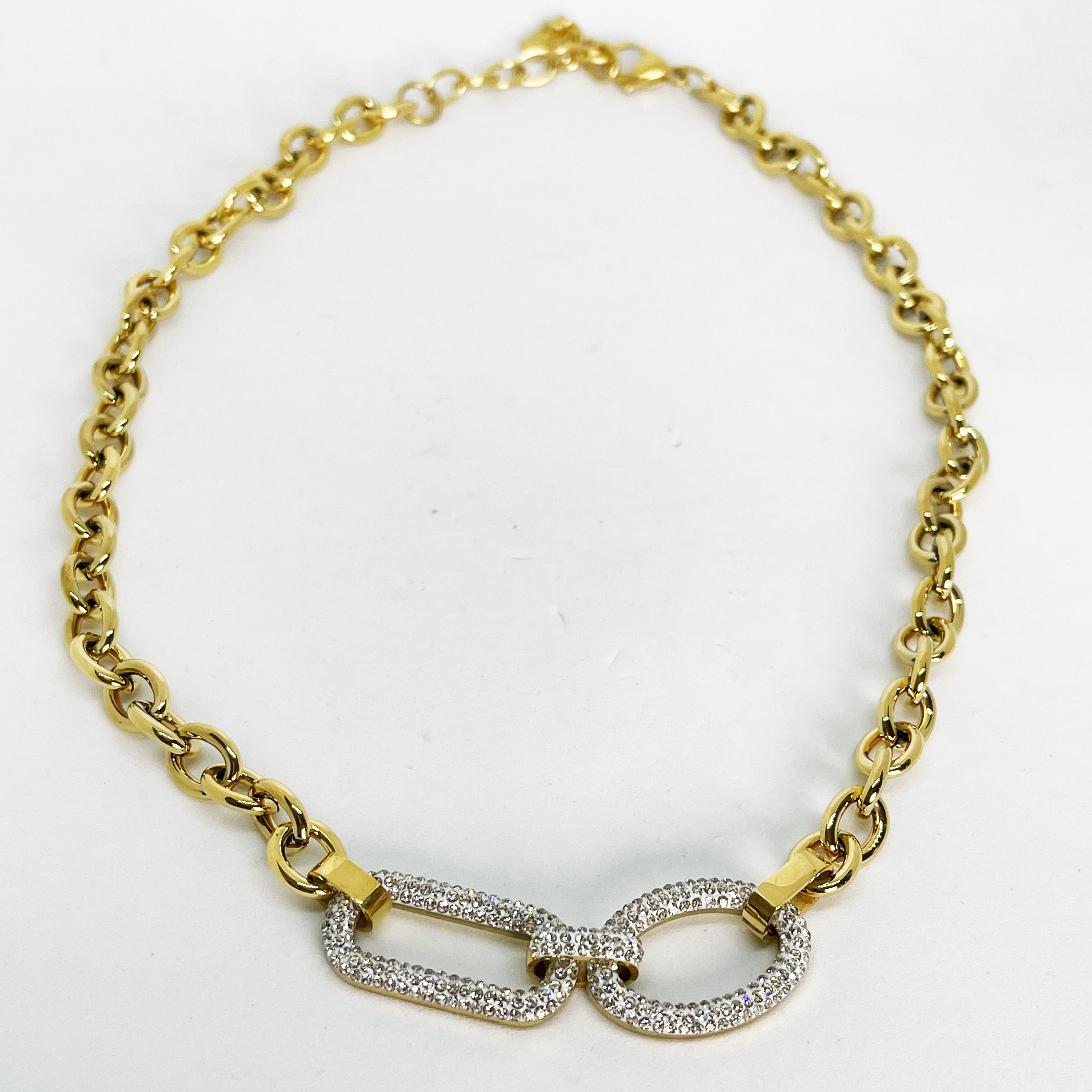 Collier Double Ovales Cristaux