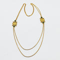 Collier / Sautoir Double Pendentifs Louise Coq Pierre Verte