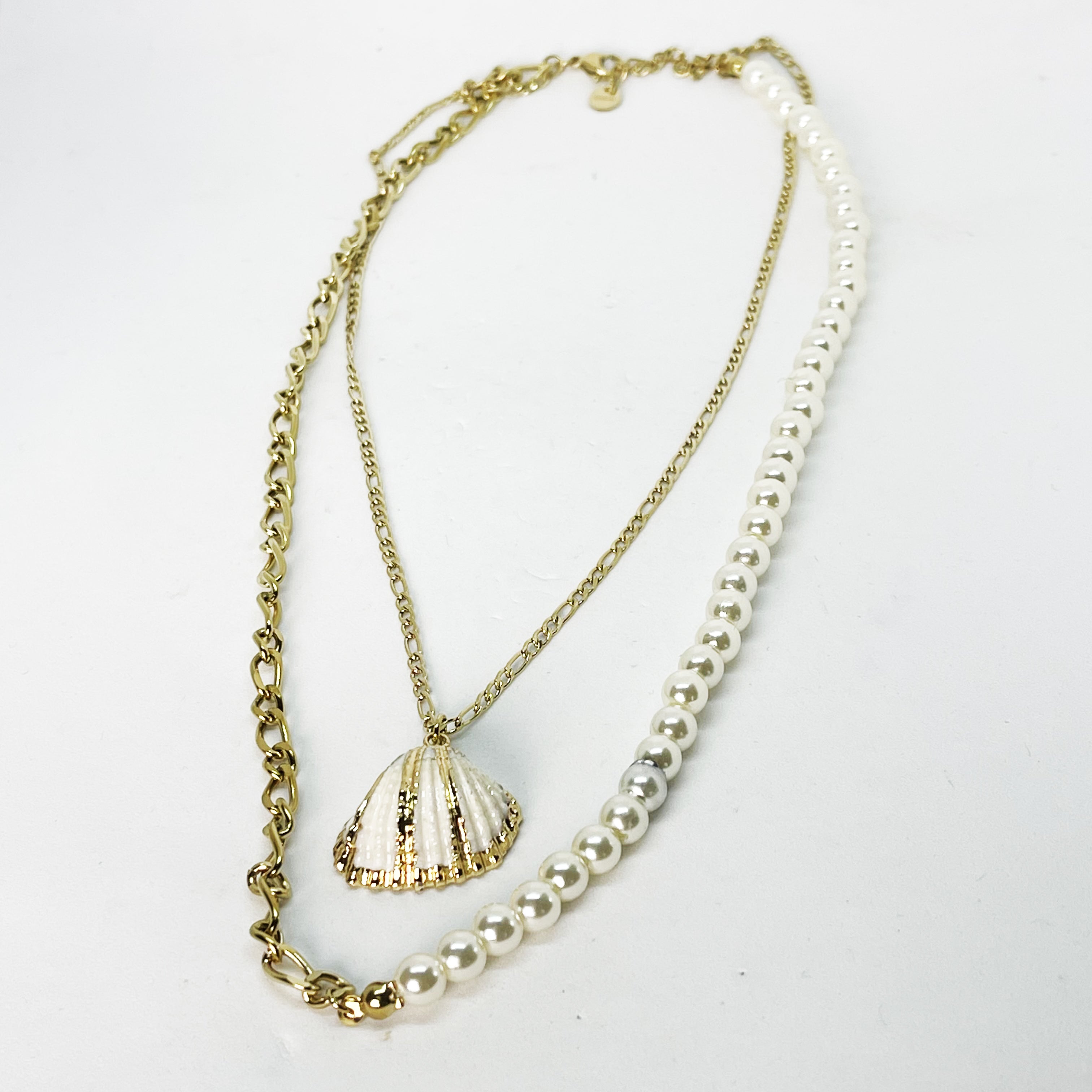 Collier Double Perles et Coquillage