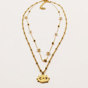 Collier Double Perles Johar et Pendentif Luxe