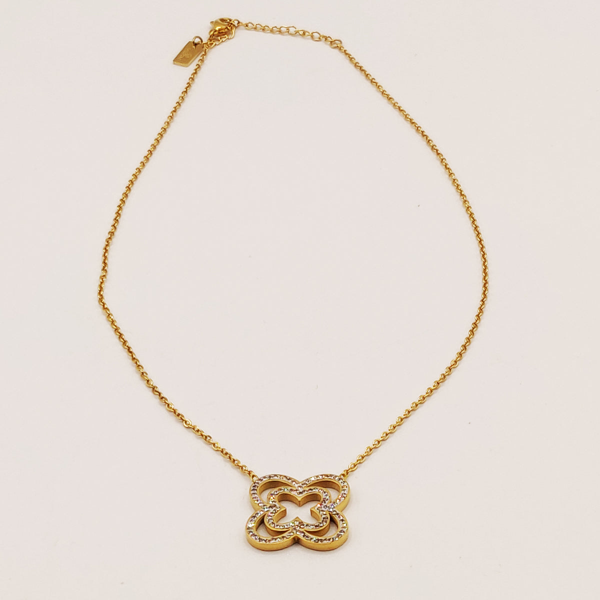 Collier Double Trèfles Cristaux Luxe