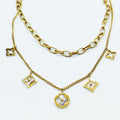 Collier Double Trèfles et Étoiles Blanc