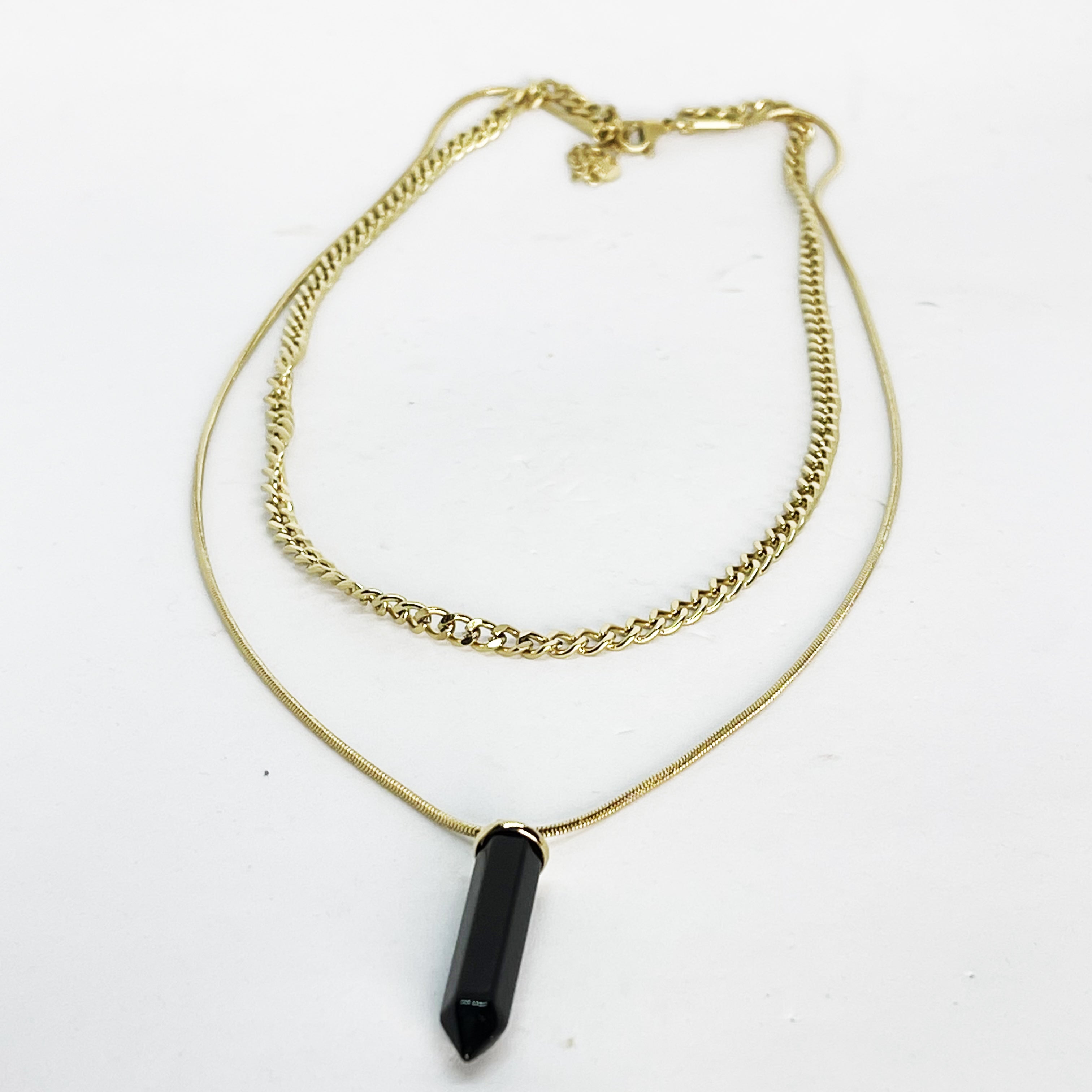 Collier Double Tresse Balle Noire