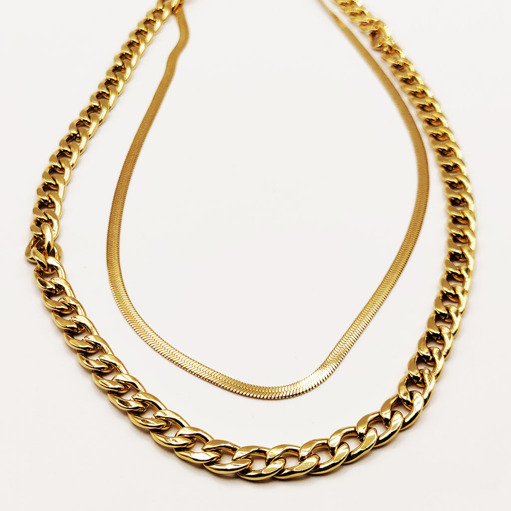Collier Double Tresse et Maille Luxe