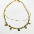 Collier Double Tresse Perles Vertes